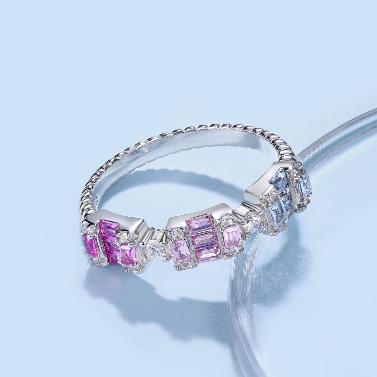 [Am jewelry]Unique Colorful Emerald Cut Party Ring