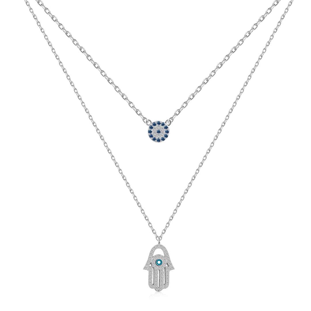 [Am jewelry]Demon Eye Hamsa Palm Necklace