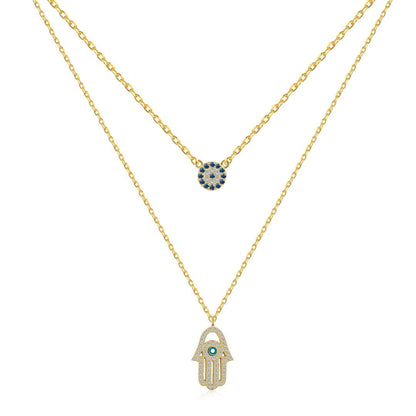 [Am jewelry]Demon Eye Hamsa Palm Necklace