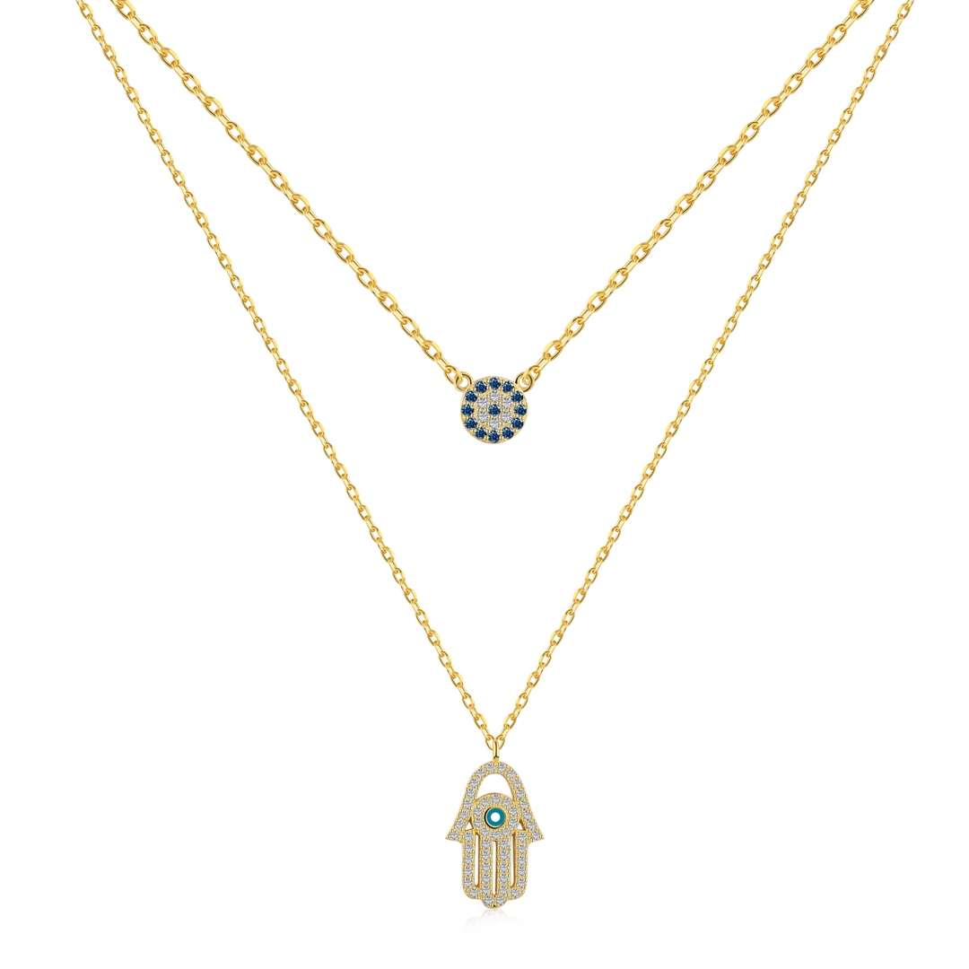 [Am jewelry]Demon Eye Hamsa Palm Necklace