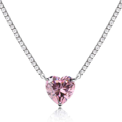 [Am jewelry]8.0 Carat Versatile Colorful Sweet Heart-Shaped Tennis Necklace