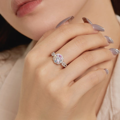 [Am jewelry]Delicate Colorful Round Cut Flower Shape Wedding Ring