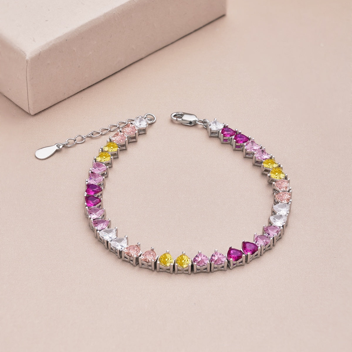 [Am jewelry]Luxurious Colorful Romantic Heart Shape Lover Bracelet