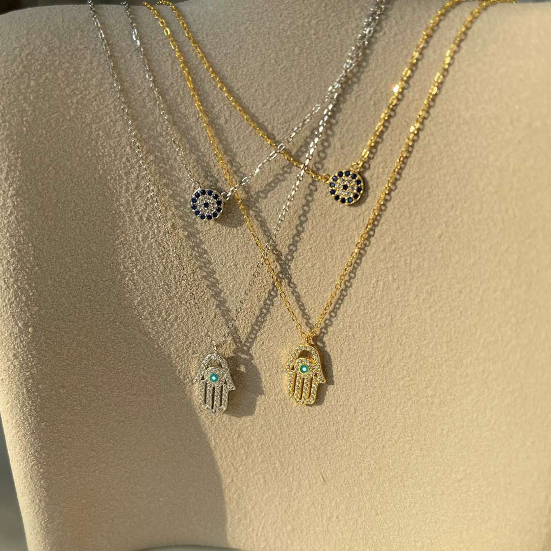 [Am jewelry]Demon Eye Hamsa Palm Necklace