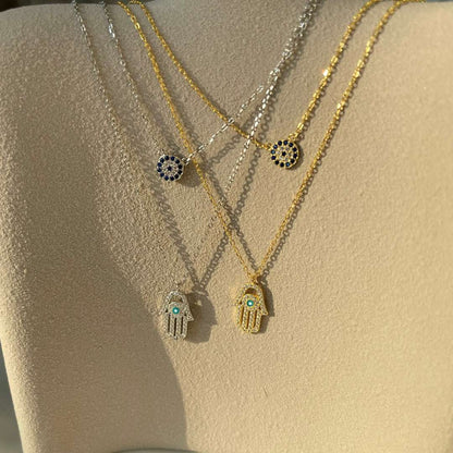 [Am jewelry]Demon Eye Hamsa Palm Necklace