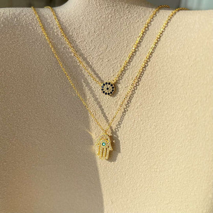 [Am jewelry]Demon Eye Hamsa Palm Necklace