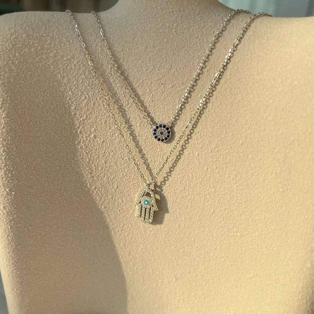 [Am jewelry]Demon Eye Hamsa Palm Necklace