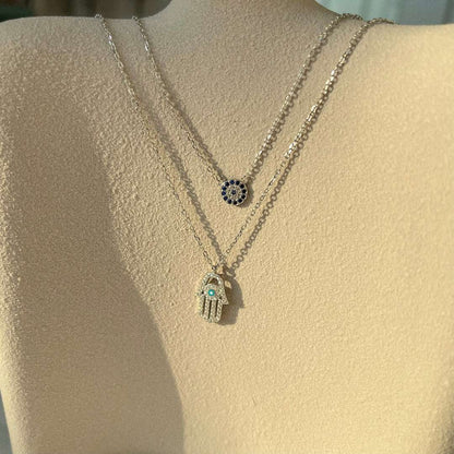 [Am jewelry]Demon Eye Hamsa Palm Necklace