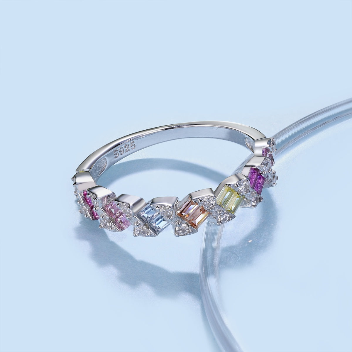 [Am jewelry]Delicate Vibrant Emerald Cut Daily Ring