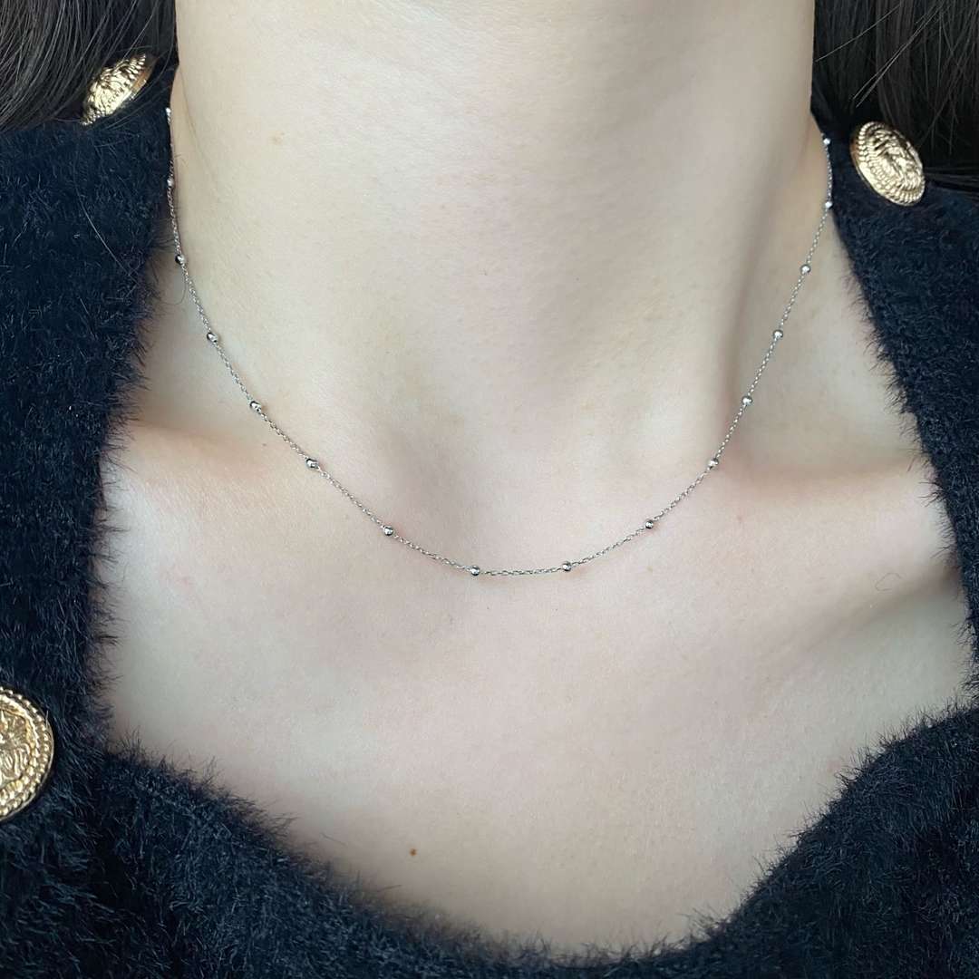 [Am jewelry]Small Bead Clavicle Chain Simple Necklace
