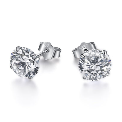 [Am jewelry]Stylish Shiny Round Center Stone Stud Earrings