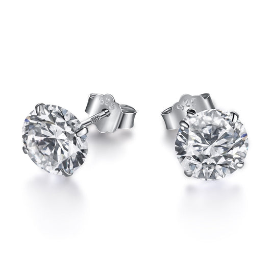 [Am jewelry]Stylish Shiny Round Center Stone Stud Earrings