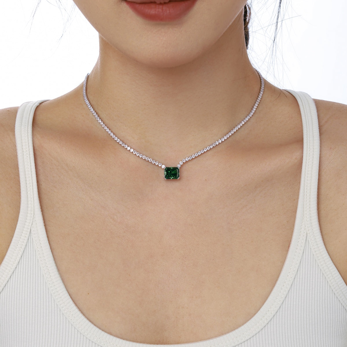 [Am jewelry]4.0 Carat Elegant Radiant Cut Necklace