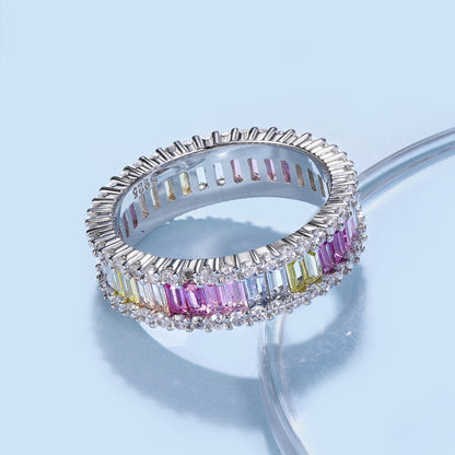 [Am jewelry]Dainty Kaleidoscopic Emerald Cut Daily Ring