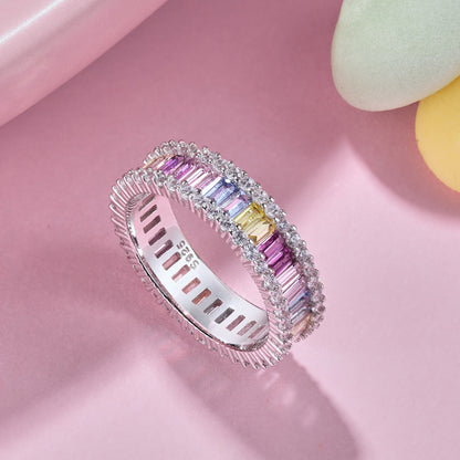 [Am jewelry]Dainty Kaleidoscopic Emerald Cut Daily Ring