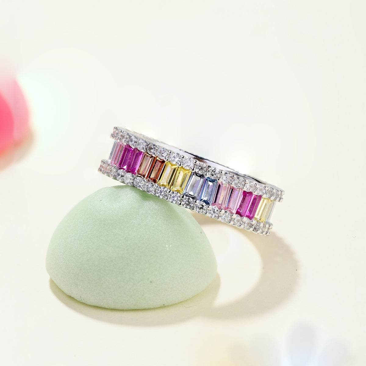[Am jewelry]Dainty Kaleidoscopic Emerald Cut Daily Ring