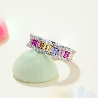 [Am jewelry]Dainty Kaleidoscopic Emerald Cut Daily Ring