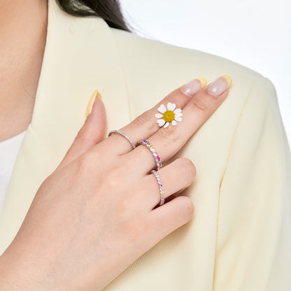 [Am jewelry]Dazzling Lustrous Round Cut Tennis Ring