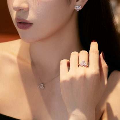 [Am jewelry]Ornate Flower Shape Pear Cut Lover Earrings