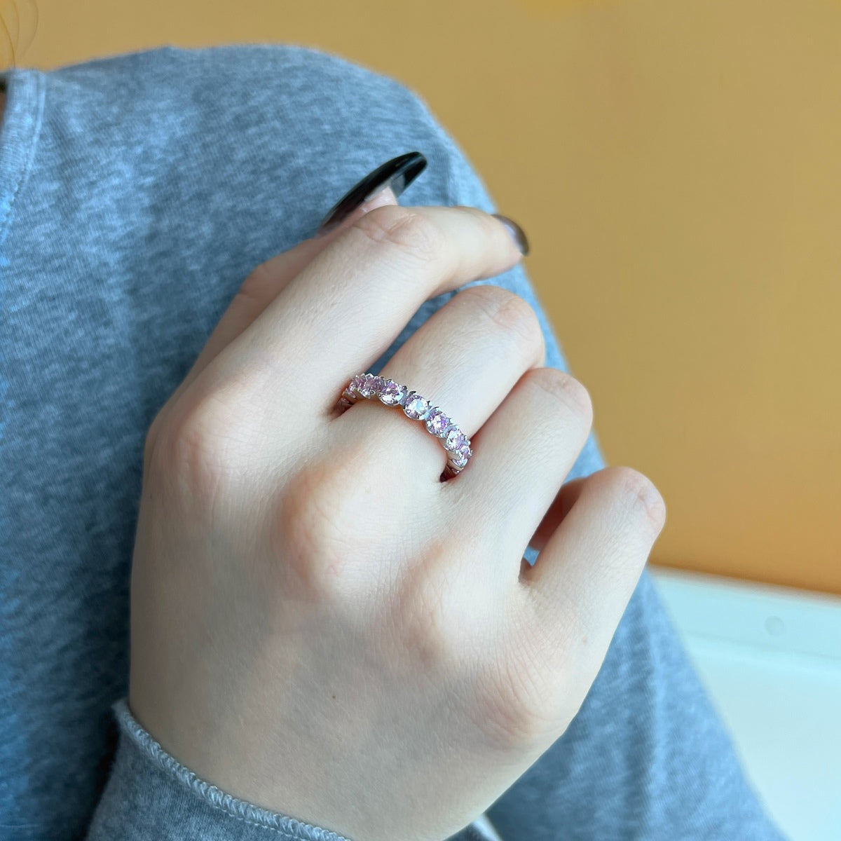 [Am jewelry]Eternity Round Cut Tennis Ring