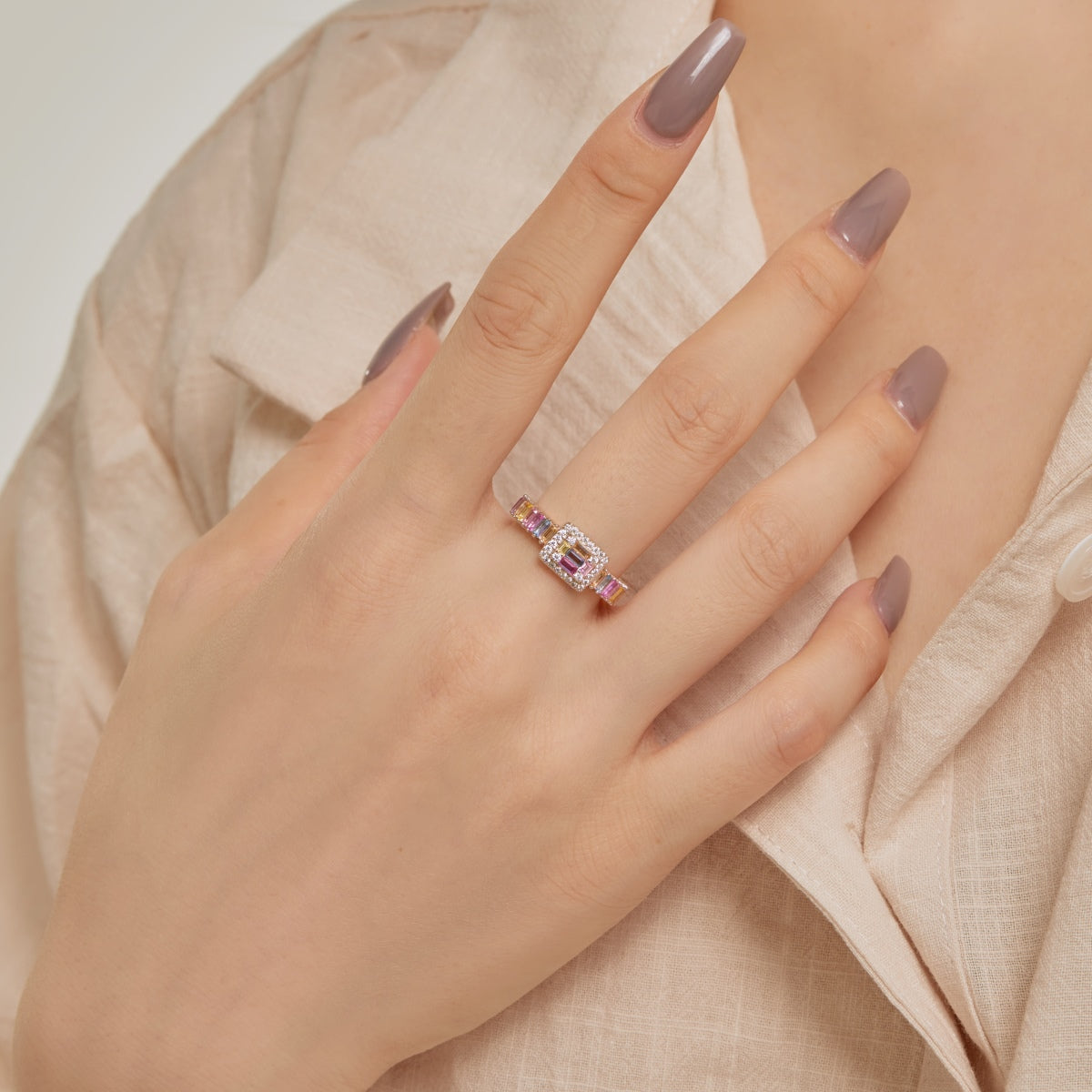 [Am jewelry]Exquisite Colorful Radiant Cut Party Ring