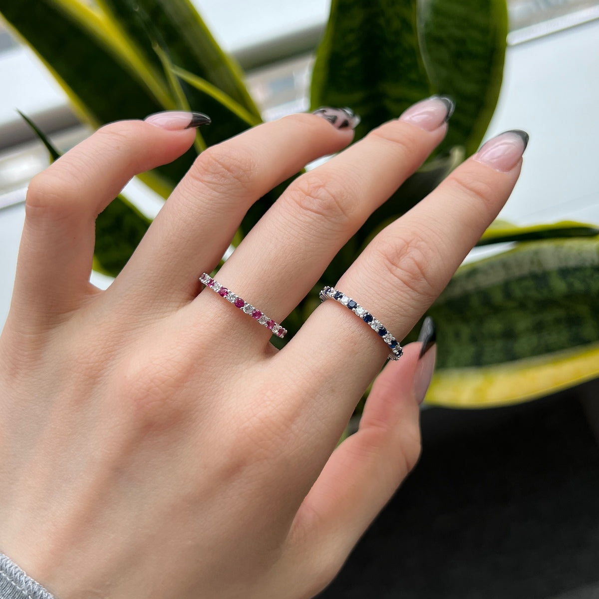 [Am jewelry]Exquisite Colorful Round Cut Tennis Ring