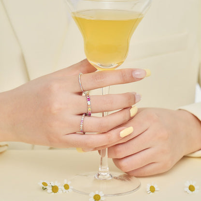 [Am jewelry]Ornate Colorful Round Cut Tennis Ring