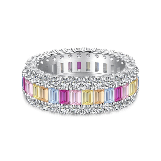 [Am jewelry]Dainty Colorful Radiant Cut Daily Ring