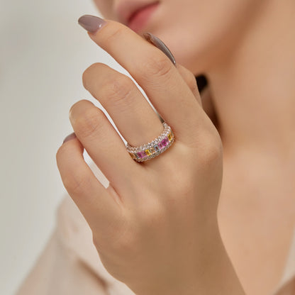 [Am jewelry]Dainty Colorful Radiant Cut Daily Ring