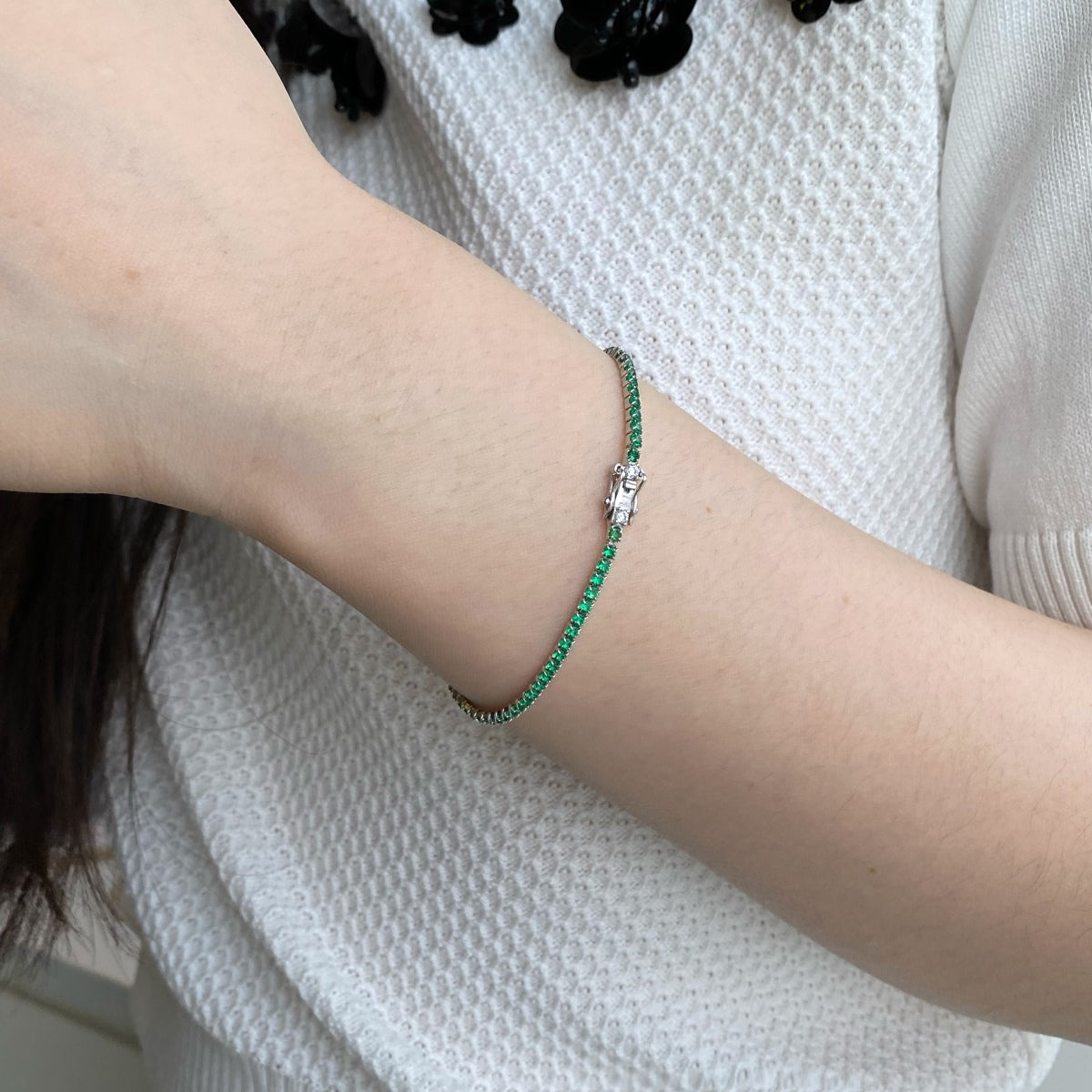 [Am jewelry]Dazzling Colorful Round Cut Daily Bracelet