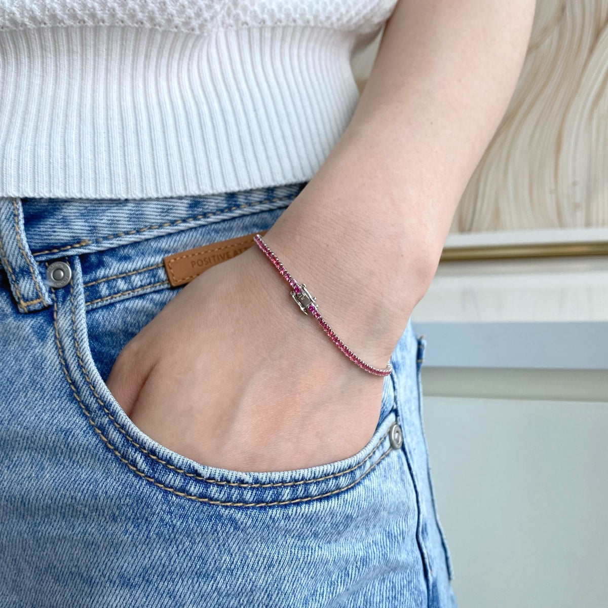 [Am jewelry]Dazzling Colorful Round Cut Daily Bracelet