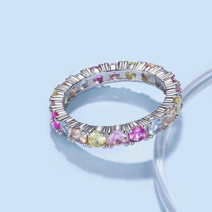 [Am jewelry]Dazzling Lustrous Round Cut Tennis Ring