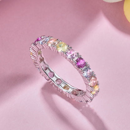 [Am jewelry]Dazzling Lustrous Round Cut Tennis Ring