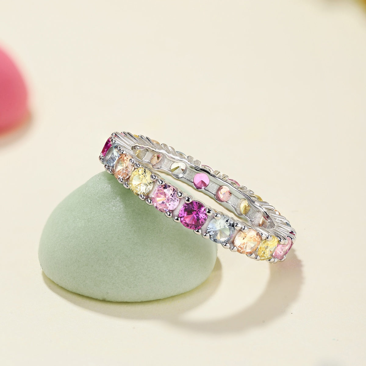 [Am jewelry]Dazzling Lustrous Round Cut Tennis Ring