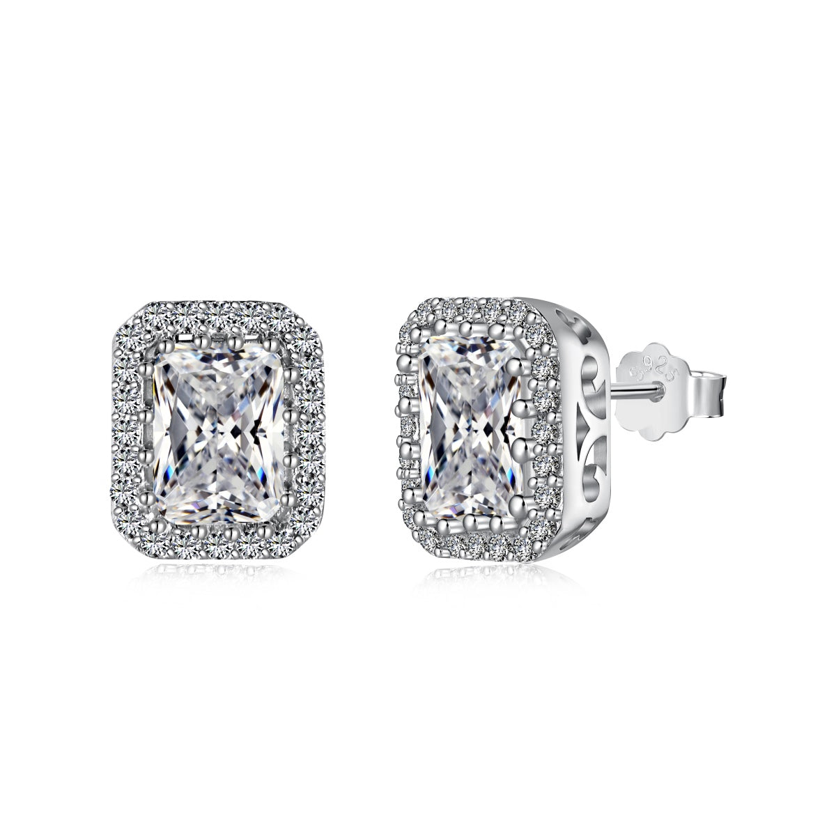 [Am jewelry]1.0 Carat Luxurious Dainty Emerald Cut Daily Earrings
