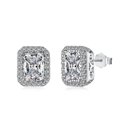 [Am jewelry]1.0 Carat Luxurious Dainty Emerald Cut Daily Earrings
