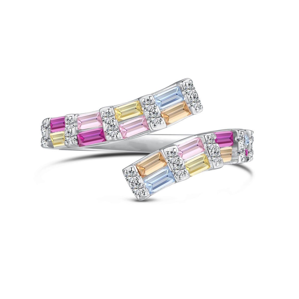 [Am jewelry]Charming Colorful Radiant Cut Adjustable Daily Ring