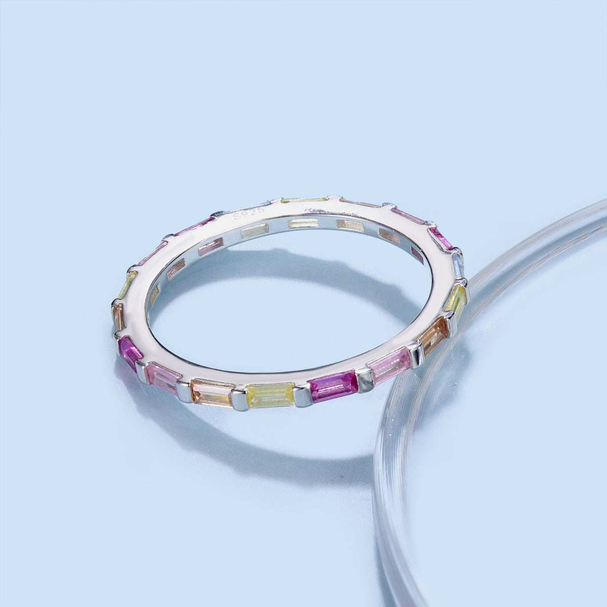 [Am jewelry]Exquisite Multicolored Emerald Cut Daily Ring