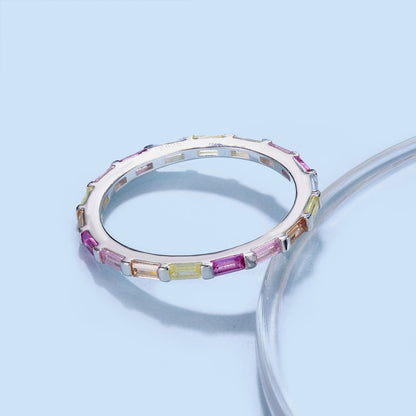[Am jewelry]Exquisite Multicolored Emerald Cut Daily Ring