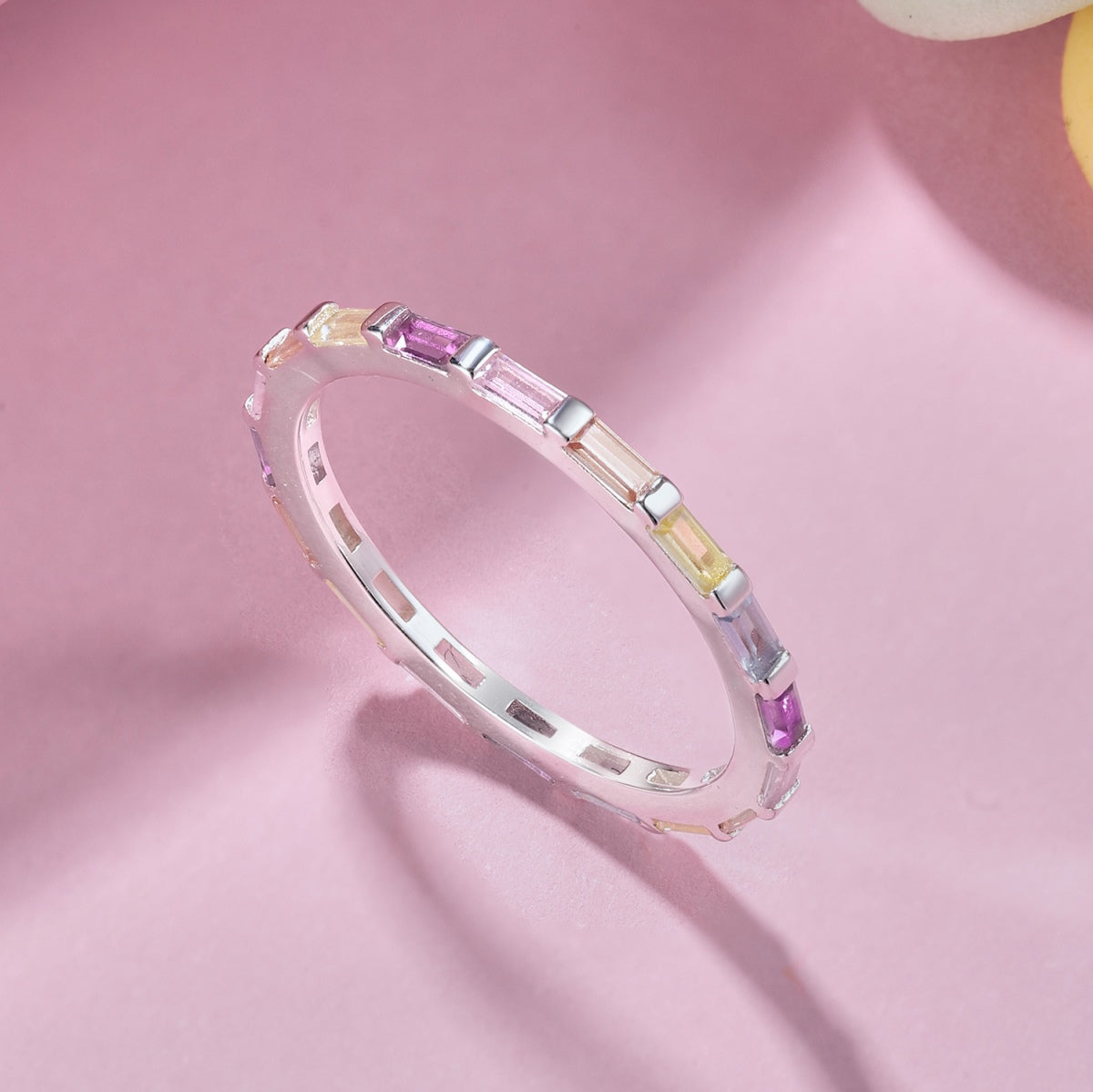 [Am jewelry]Exquisite Multicolored Emerald Cut Daily Ring