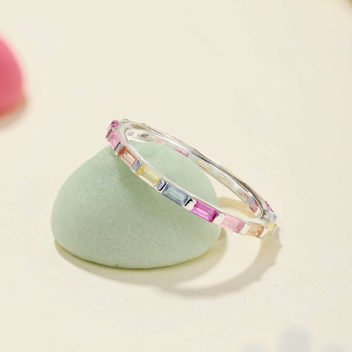 [Am jewelry]Exquisite Multicolored Emerald Cut Daily Ring