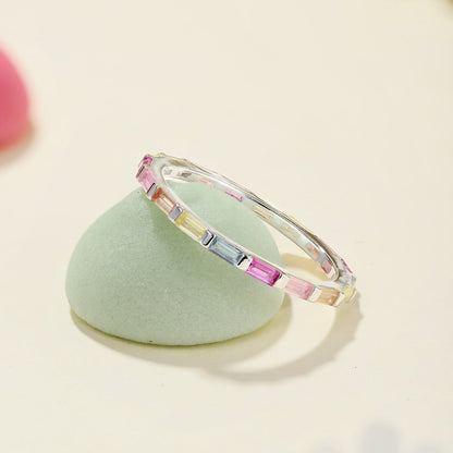 [Am jewelry]Exquisite Multicolored Emerald Cut Daily Ring