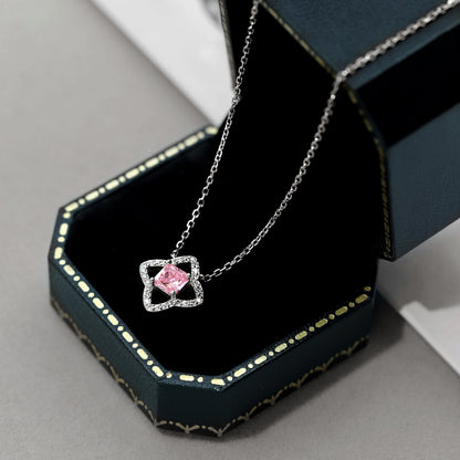 [Am jewelry]Exquisite Flower Shape Princess Cut Necklace