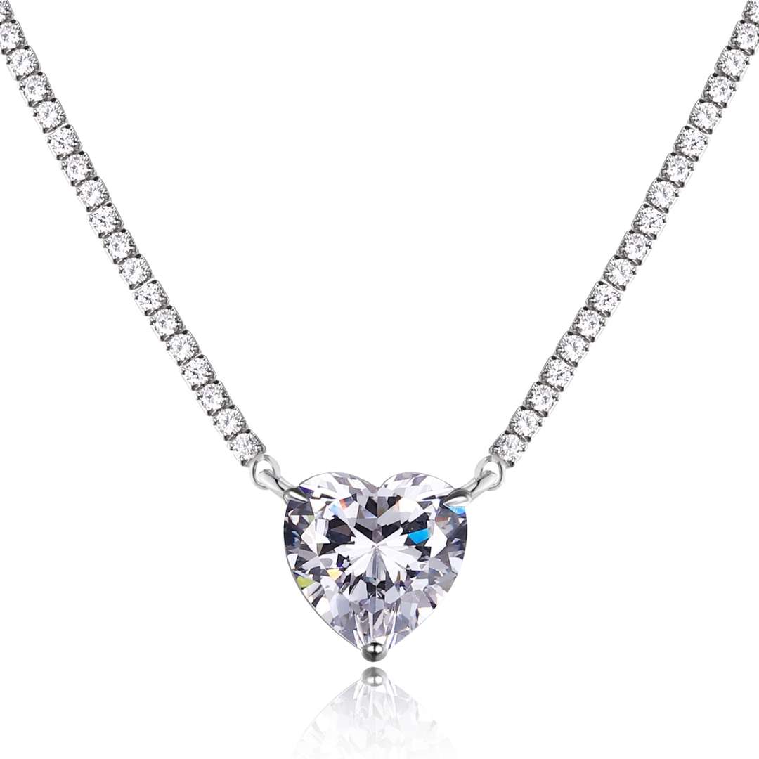 [Am jewelry]8.0 Carat Versatile Colorful Sweet Heart-Shaped Tennis Necklace