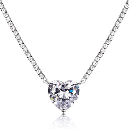 [Am jewelry]8.0 Carat Versatile Colorful Sweet Heart-Shaped Tennis Necklace