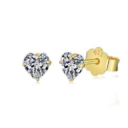 [Am jewelry]Sparkling Heart Shaped Simple Earrings