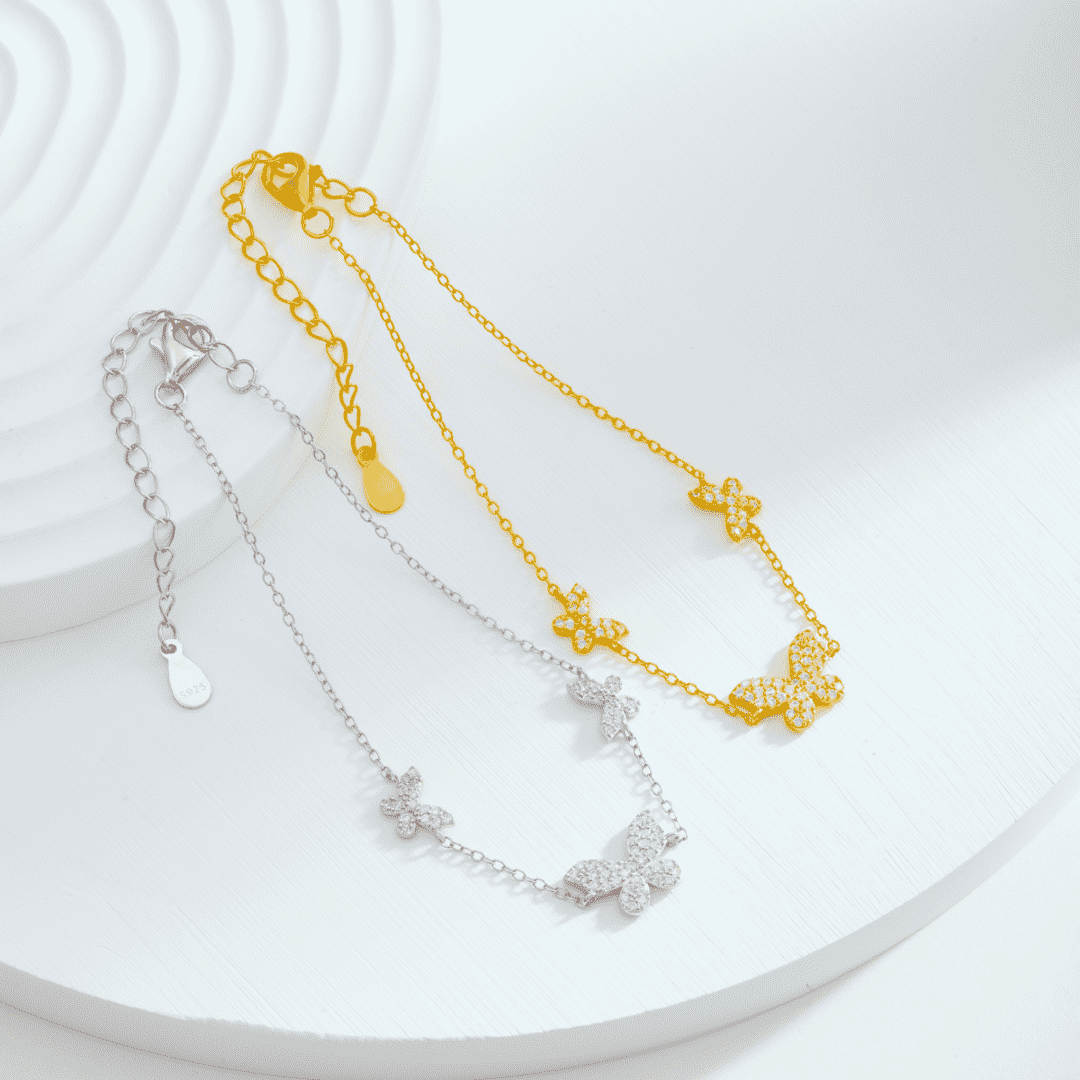 [Am jewelry]Delicate Butterfly Pendant Bracelet
