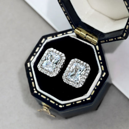 [Am jewelry]1.0 Carat Luxurious Dainty Emerald Cut Daily Earrings