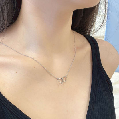 [Am jewelry]Sterling Silver Love Double Ring Necklace