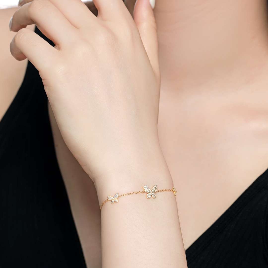 [Am jewelry]Delicate Butterfly Pendant Bracelet